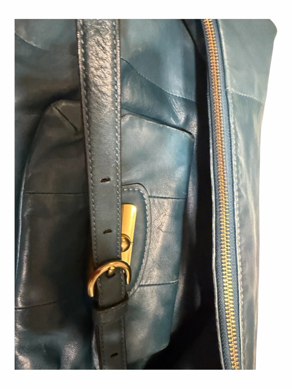 Coach Teal Leather Hobo Bag with Gold-Tone Hardware - Picture 8 of 11